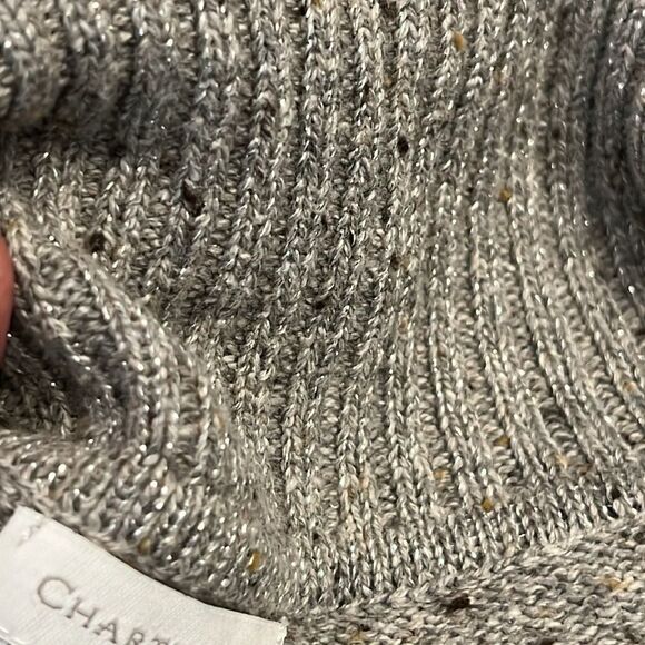 Charter Club size medium grey /metallic sweater cropped sleeves - Picture 7 of 7